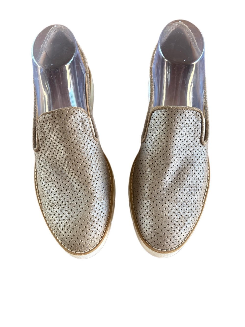 Women’s Perforated Slip-On Casual Loafers in Metallic Bronze Size 9